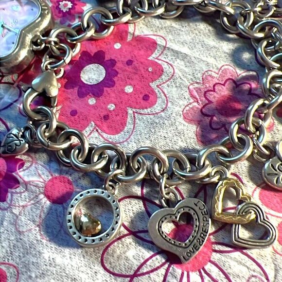Brighton 2005 Power Of Pink Breast Cancer Awareness Heart Watch Charm Bracelet - Picture 6 of 8